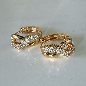 18K Gold Plated Infinity Huggie Hoop Earrings | CZ Sparkle | Hypoallergenic